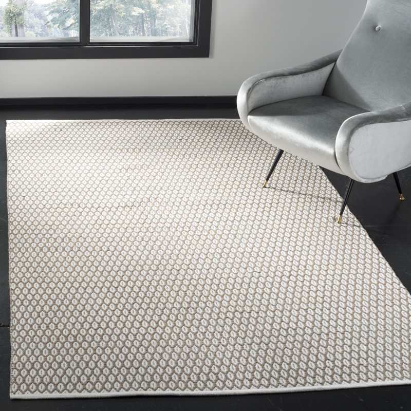 Gracie Oaks Modena Geometric Handmade Flatweave Cotton Beige/Ivory Area